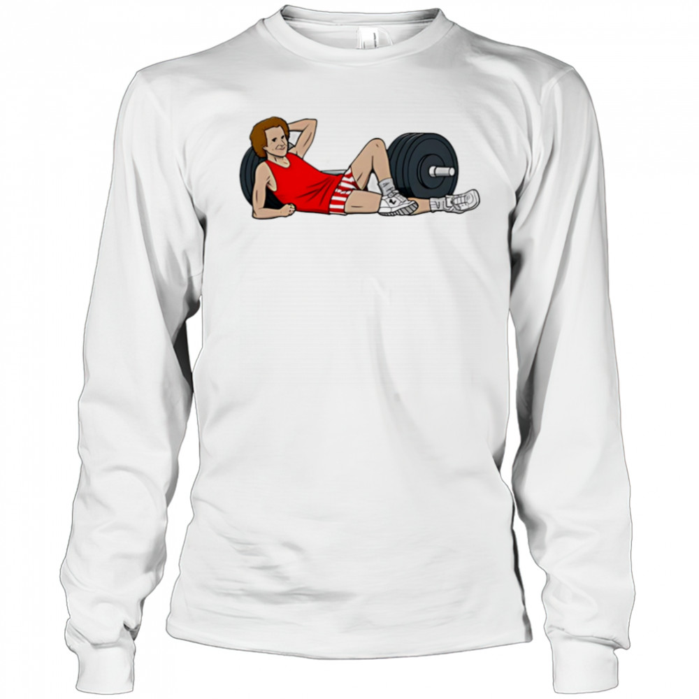 Dadman walking wearing richard simmons gym shirt Long Sleeved
