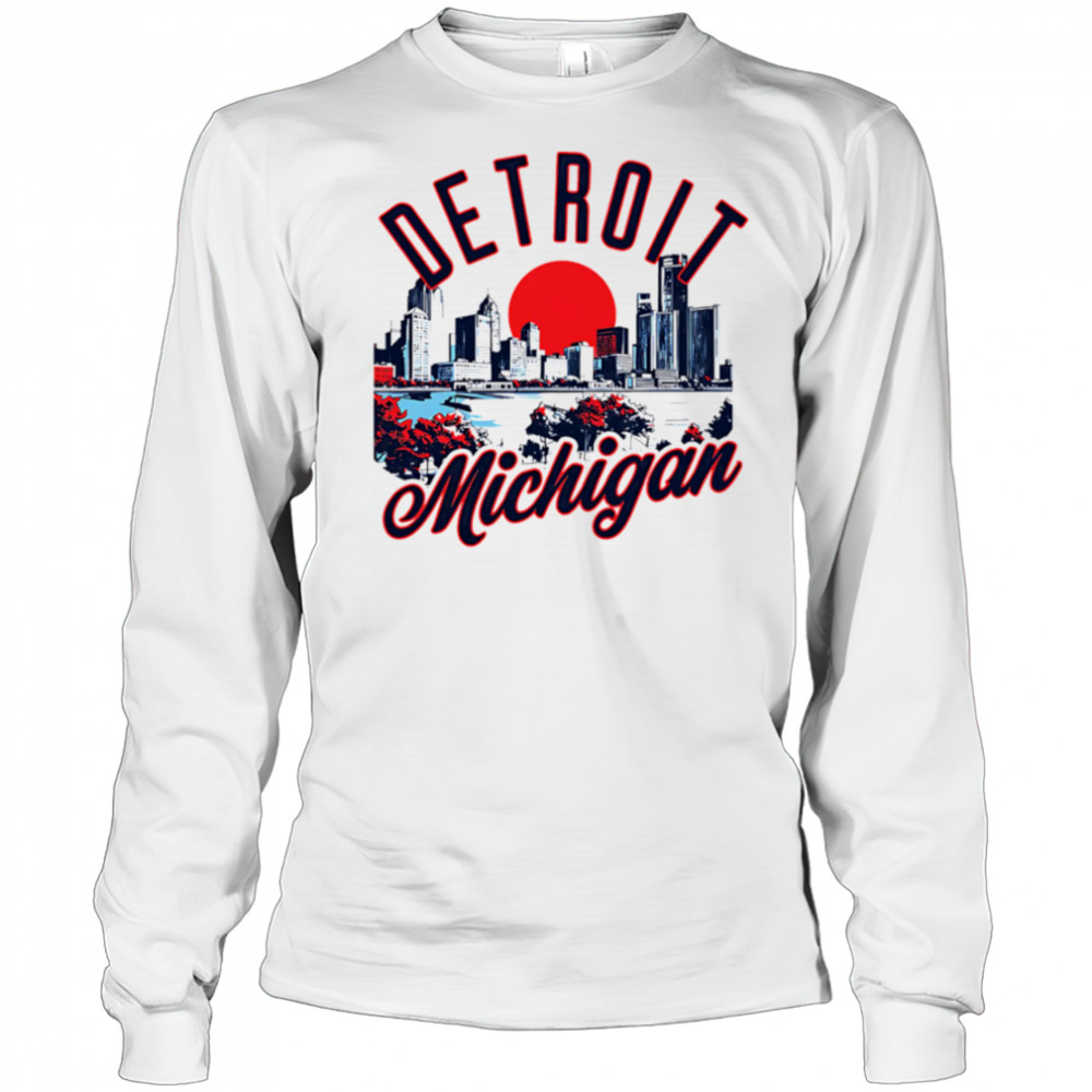 Detroit Michigan Skyline Sunset shirt Long Sleeved