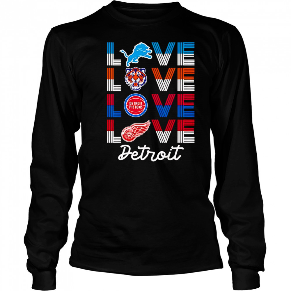 Love Detroit sports team logo shirt Long Sleeved