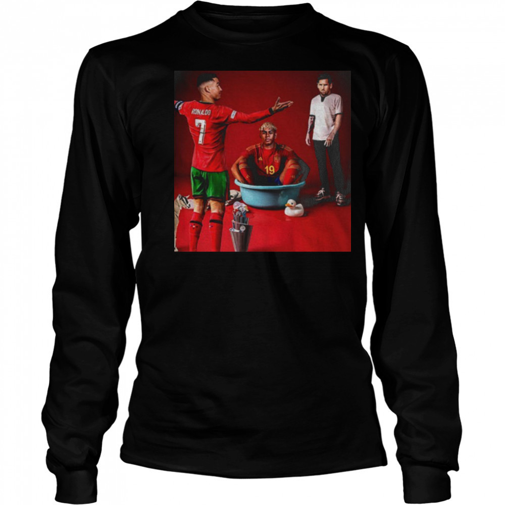 Messi vs Cristiano Ronaldo vs Lamine Yamal UEFA Champions League shirt Long Sleeved