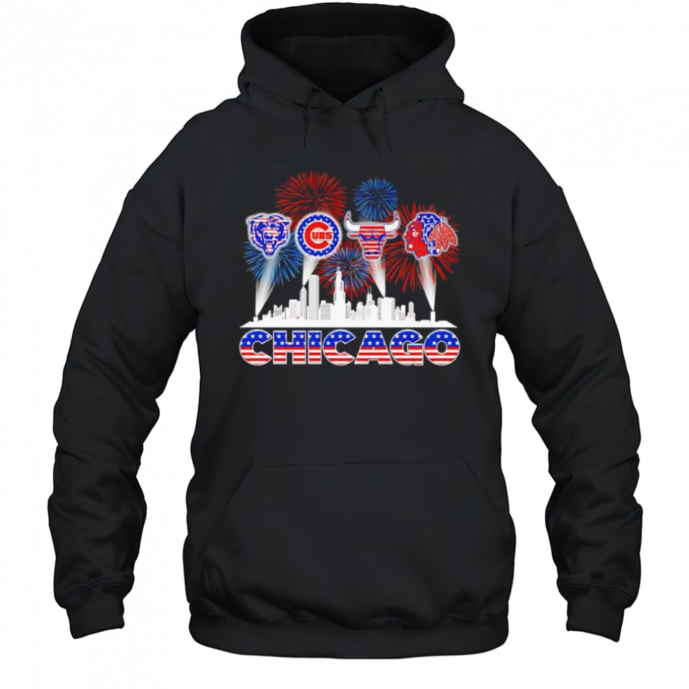 Patriotic skyline Chicago sports shirt Hoodie