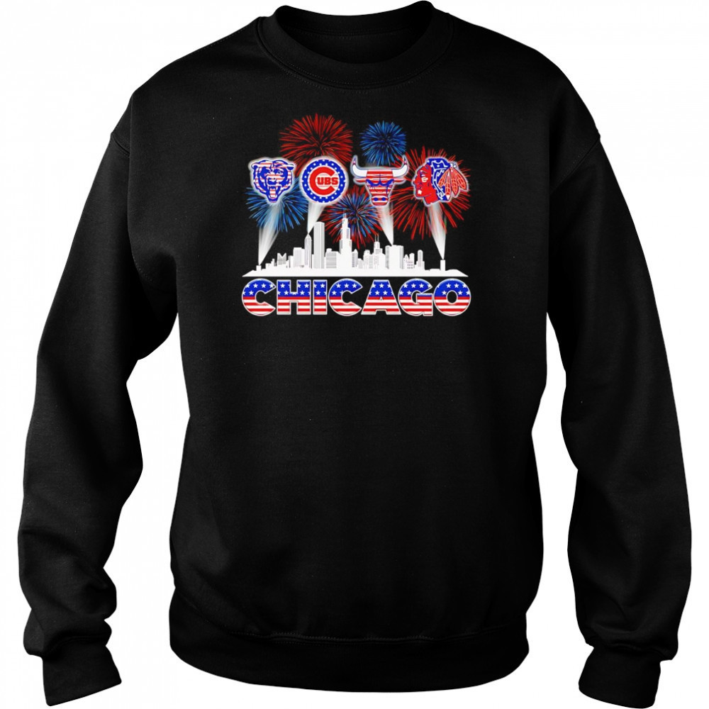 Patriotic skyline Chicago sports shirt Hoodie