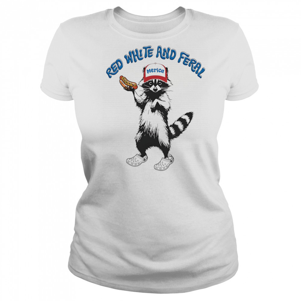 Raccoon red white and feral shirt Women's T-shirt
