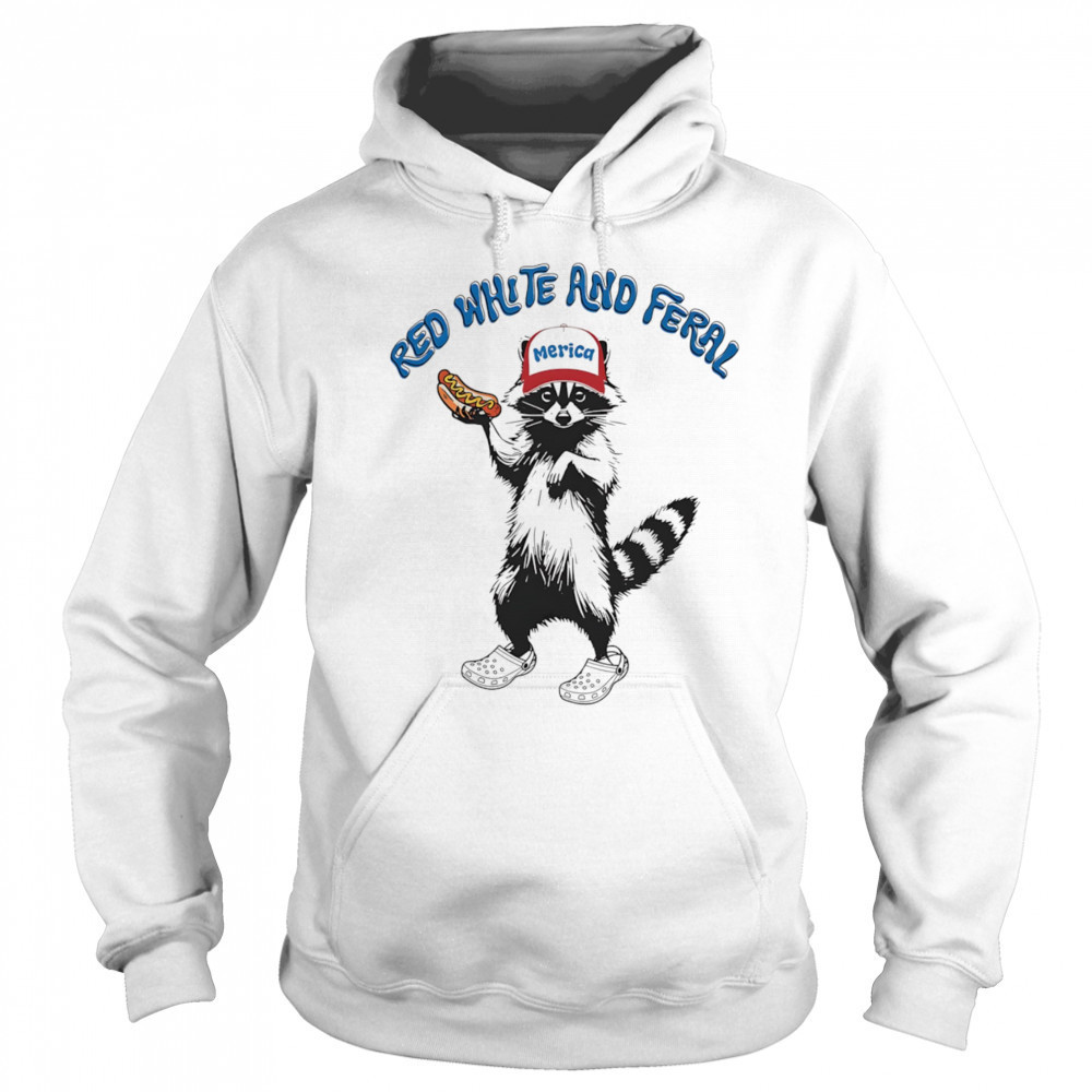 Raccoon red white and feral shirt Sweatshirt