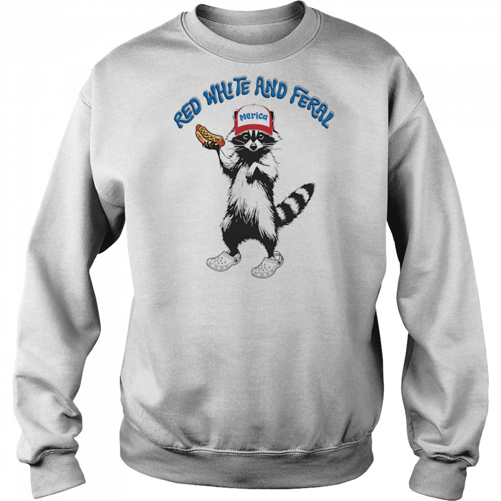 Raccoon red white and feral shirt Hoodie