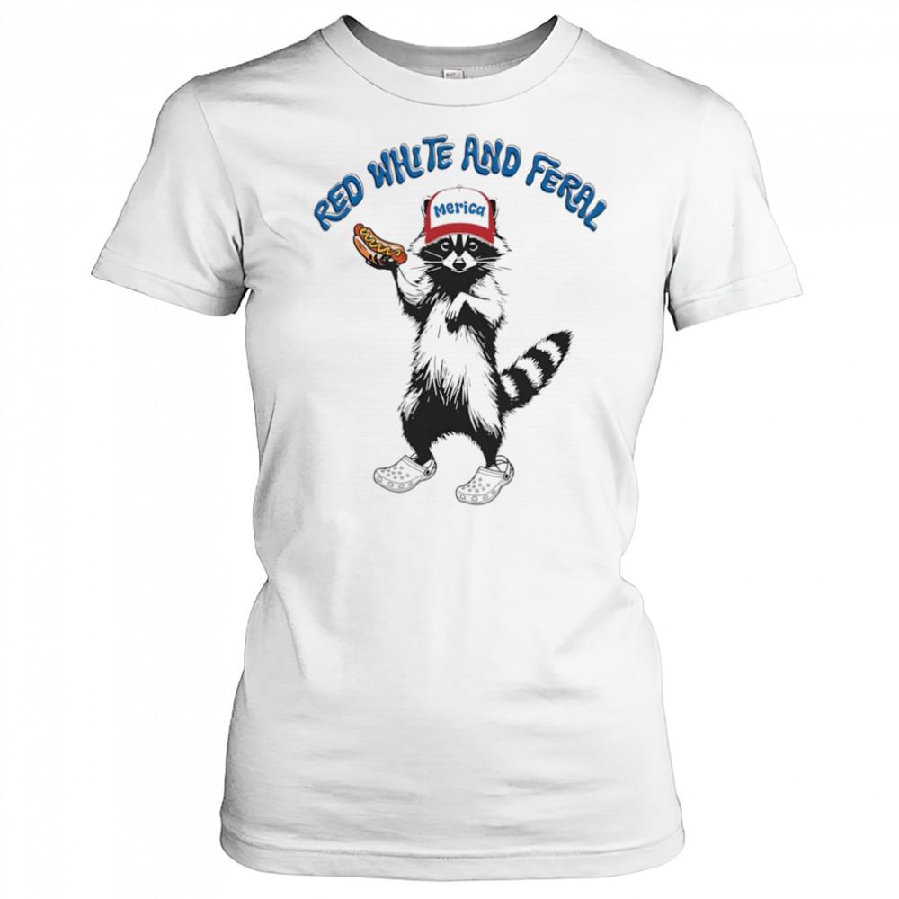 Raccoon red white and feral shirt Women's T-shirt