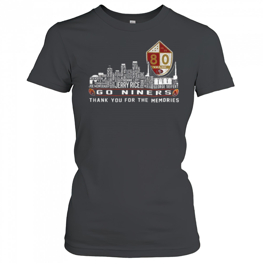San Francisco 49ers Go Niners City Skyline Thank You For The Memories shirt Women's T-shirt