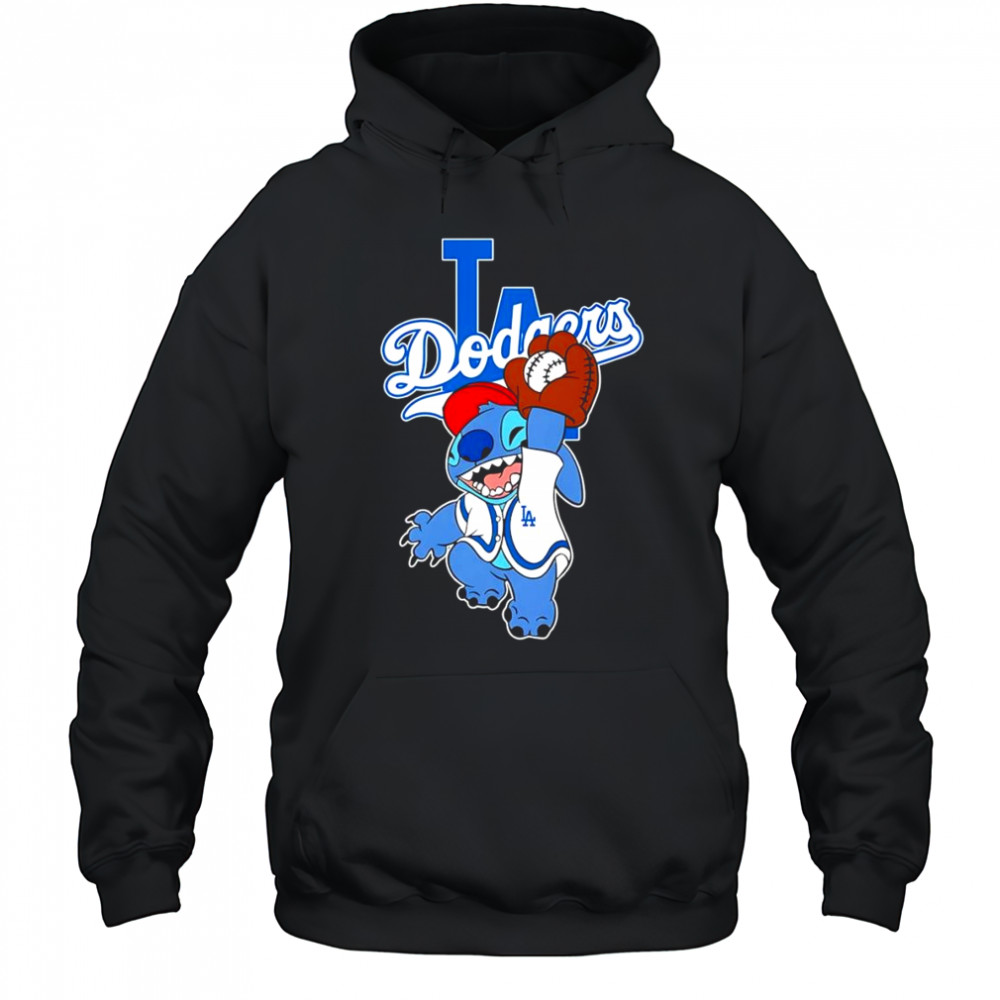 Stitch play baseball Los Angeles Dodgers shirt Hoodie