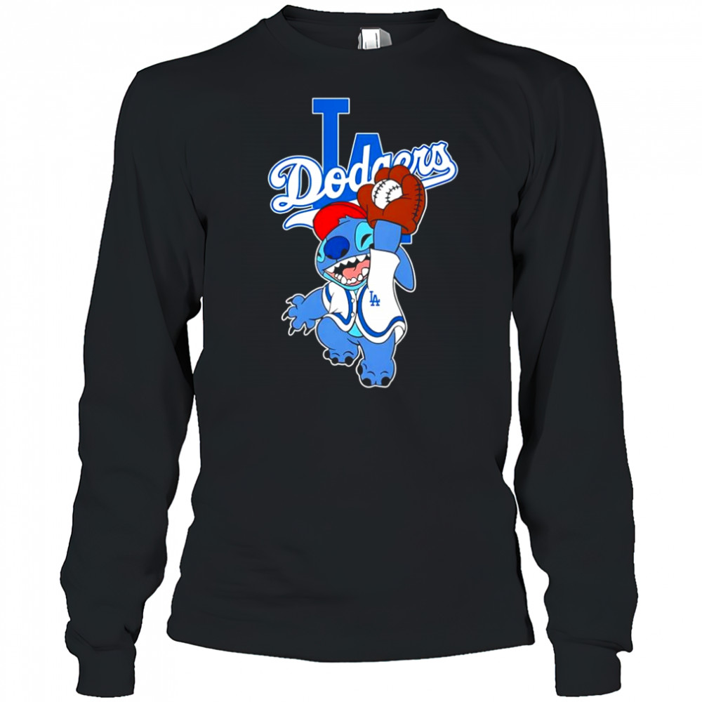 Stitch play baseball Los Angeles Dodgers shirt Long Sleeved