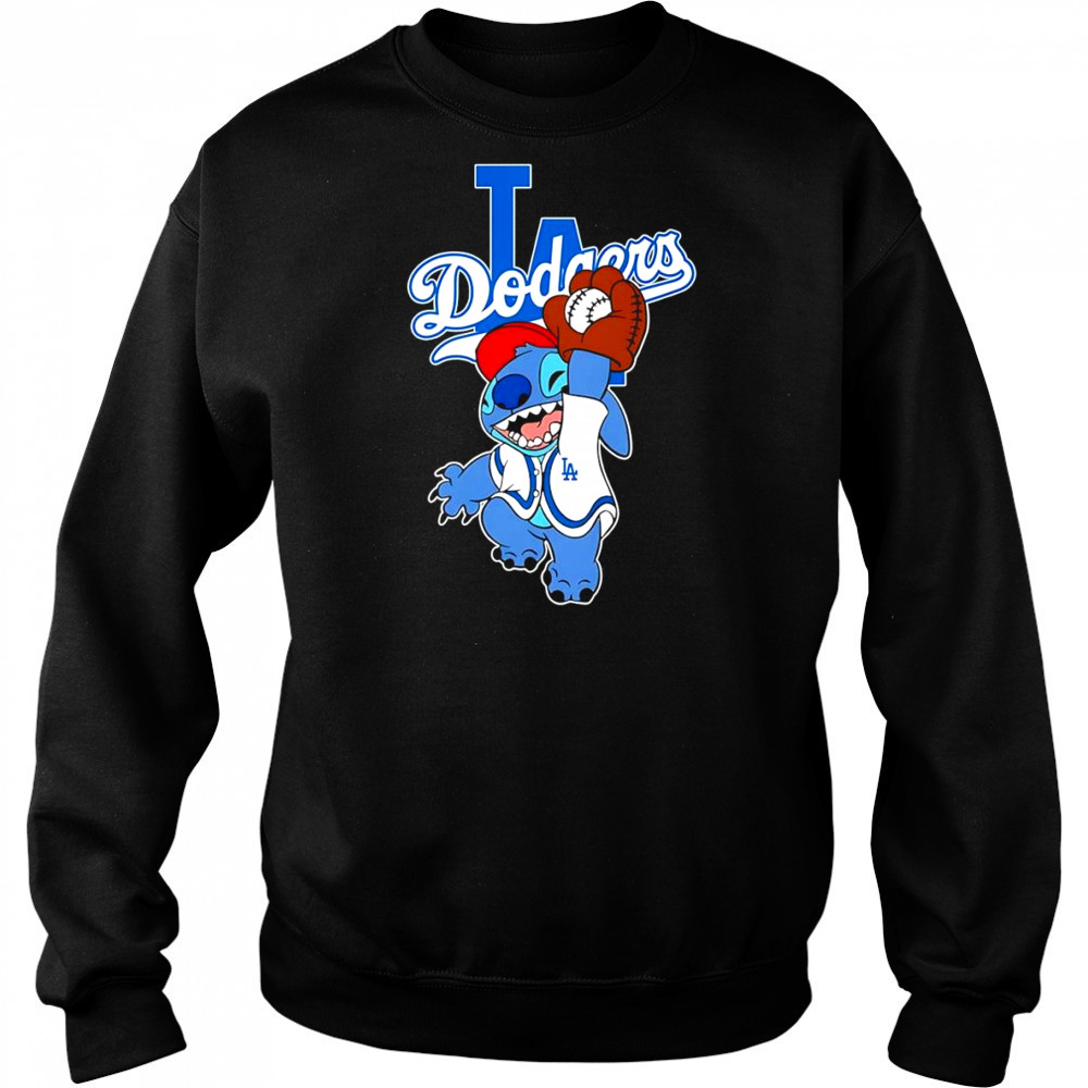 Stitch play baseball Los Angeles Dodgers shirt Hoodie