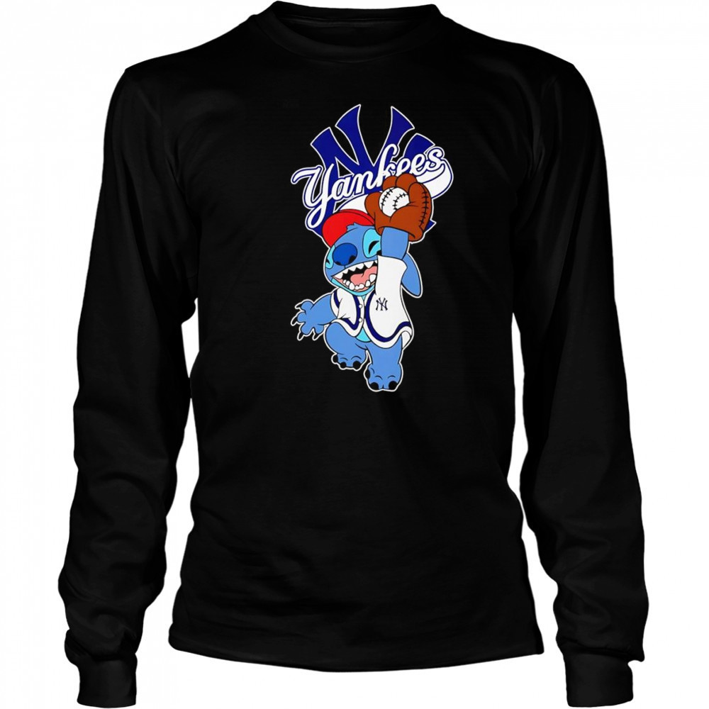 Stitch play baseball New York Yankees shirt Long Sleeved