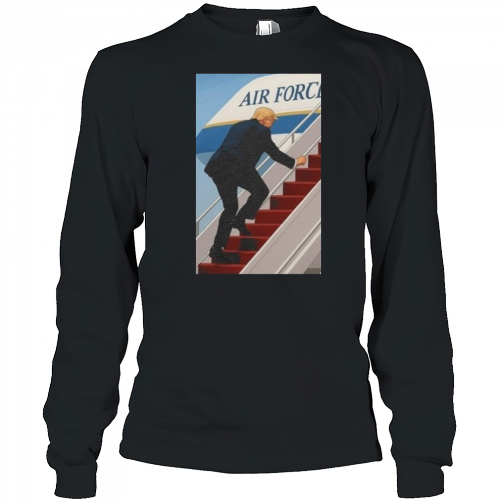 Trump Air Force One Stumble Viral Moment 2025 Shirt Long Sleeved