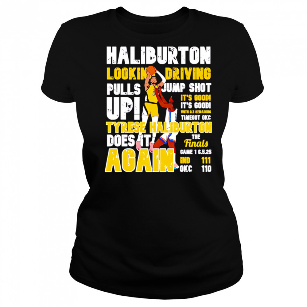 Tyrese Haliburton looking driving punks jump shot up shirt Women's T-shirt