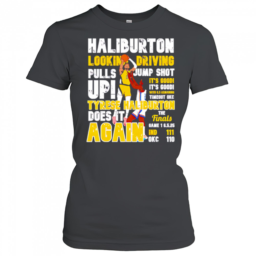 Tyrese Haliburton looking driving punks jump shot up shirt Women's T-shirt