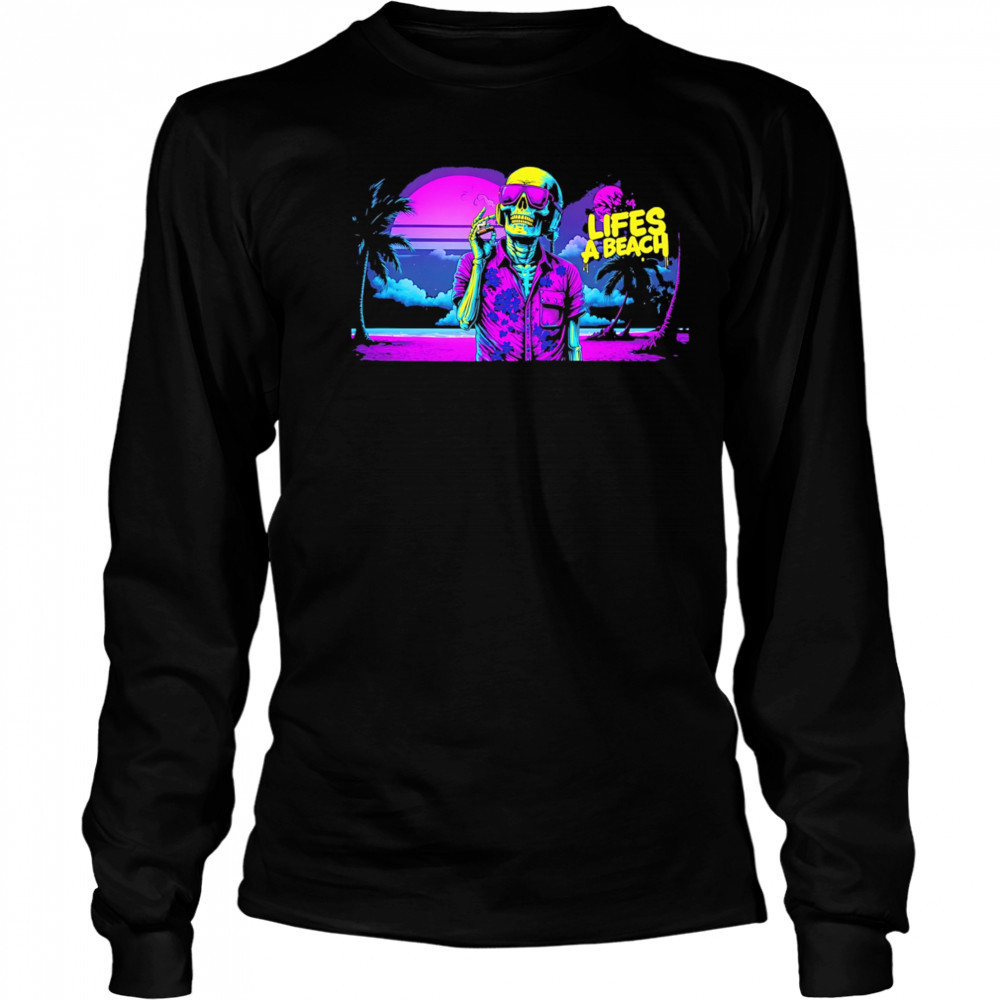 Vibrant Beach Life Skeleton shirt Long Sleeved