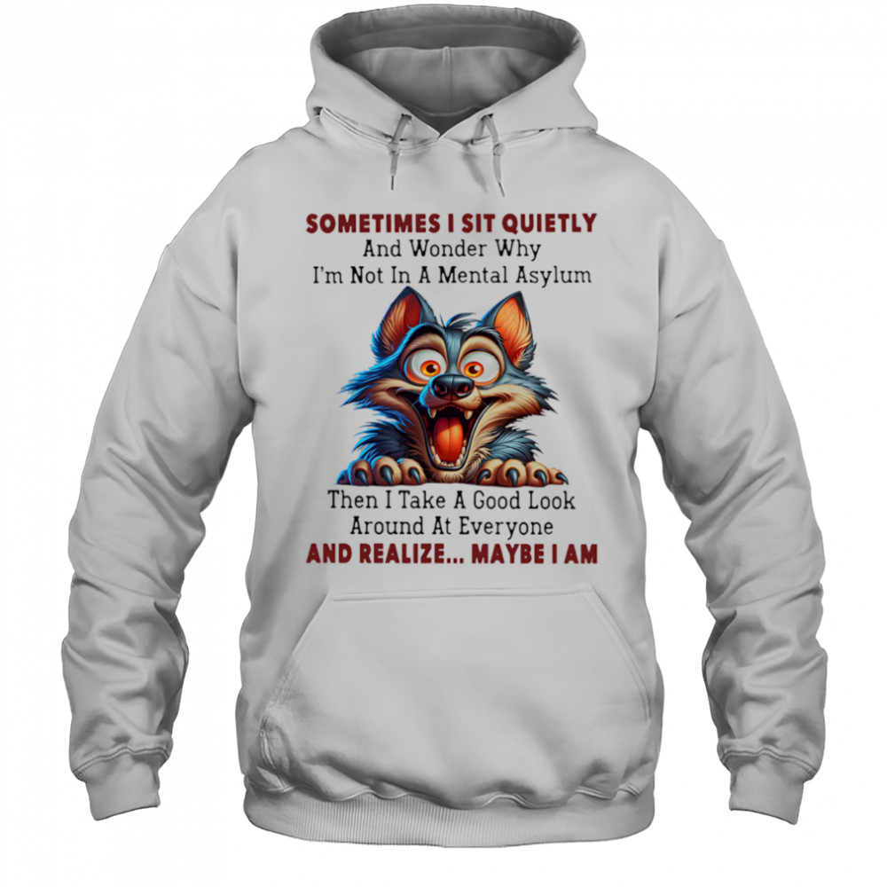 Wolf sometimes I sit quietly and wonder why I’m not in a mental asylum shirt Hoodie