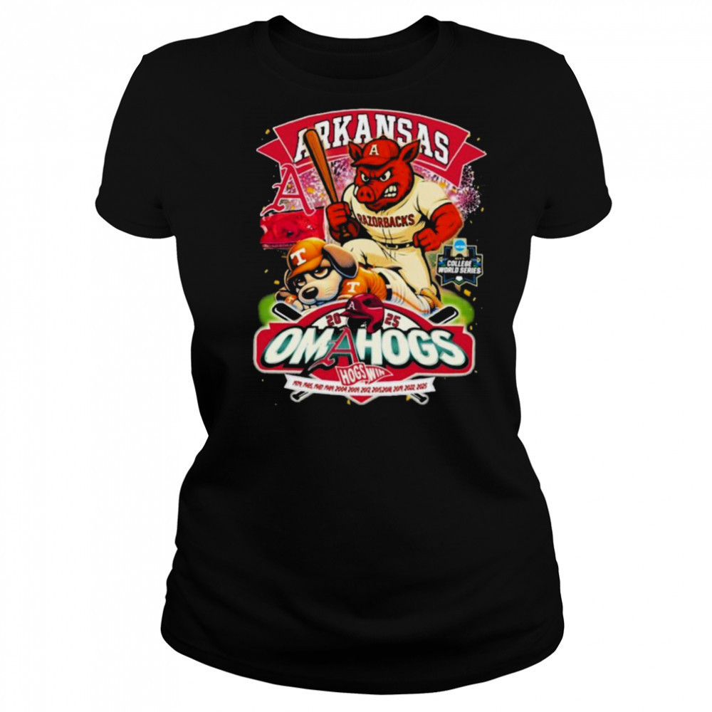 Arkansas Razorbacks Stomp Tennessee Volunteers NCAA 2025 College World Series Mascot T shirts Women's T-shirt
