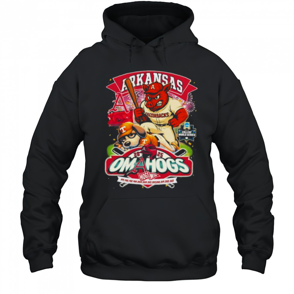 Arkansas Razorbacks Stomp Tennessee Volunteers NCAA 2025 College World Series Mascot T shirts Hoodie