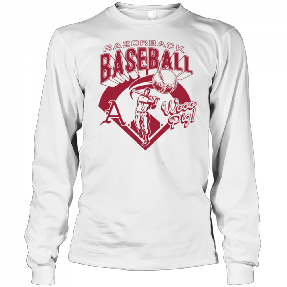 Arkansas Razorbacks Wooo Pig Baseball Vintage Sports shirt Long Sleeved