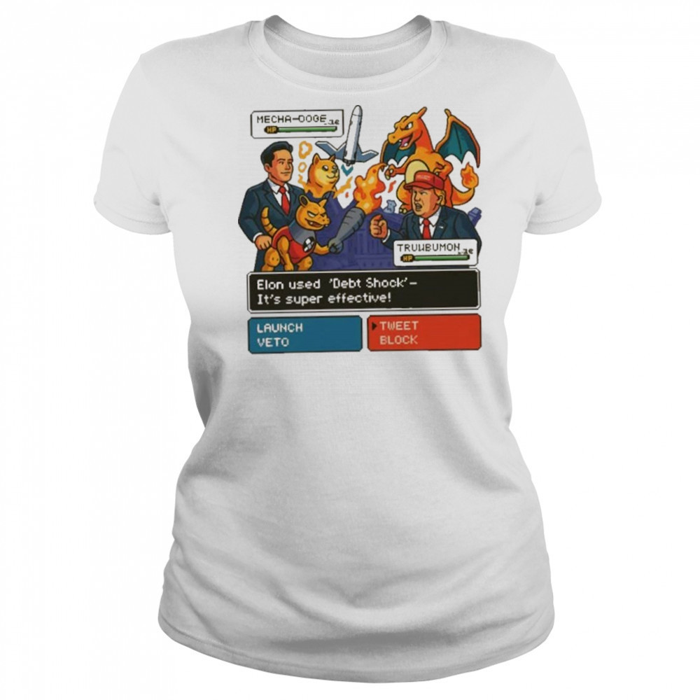 Elon Musk vs Donald Trump Battle 2025 Pokemon Cover Funny White shirt Women's T-shirt