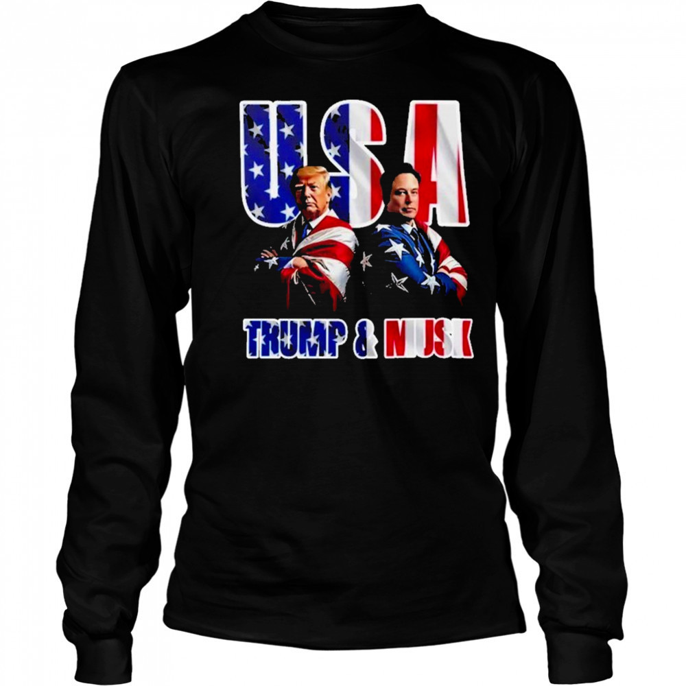 Elon Musk Vs Donald Trump USA Cover Flag American 2025 Black shirt Long Sleeved