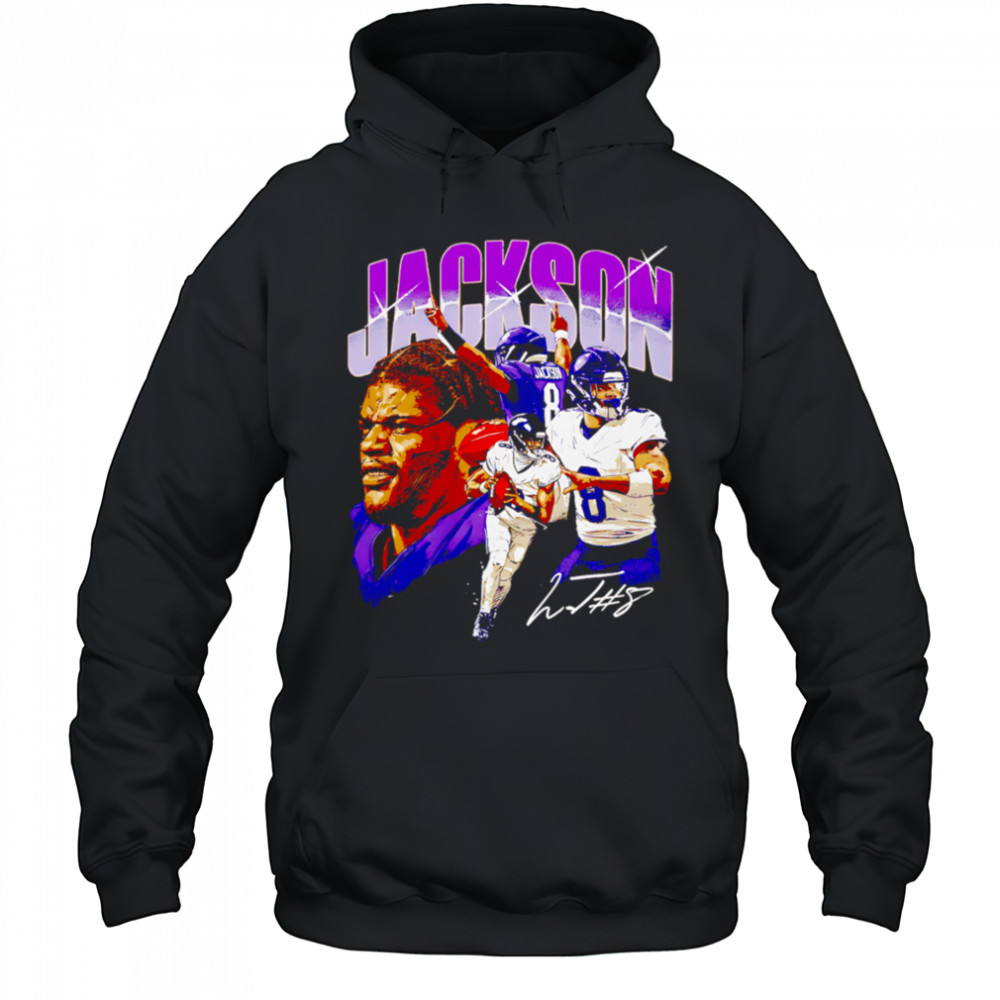Lamar Jackson number 8 Baltimore Collage signature shirt Hoodie