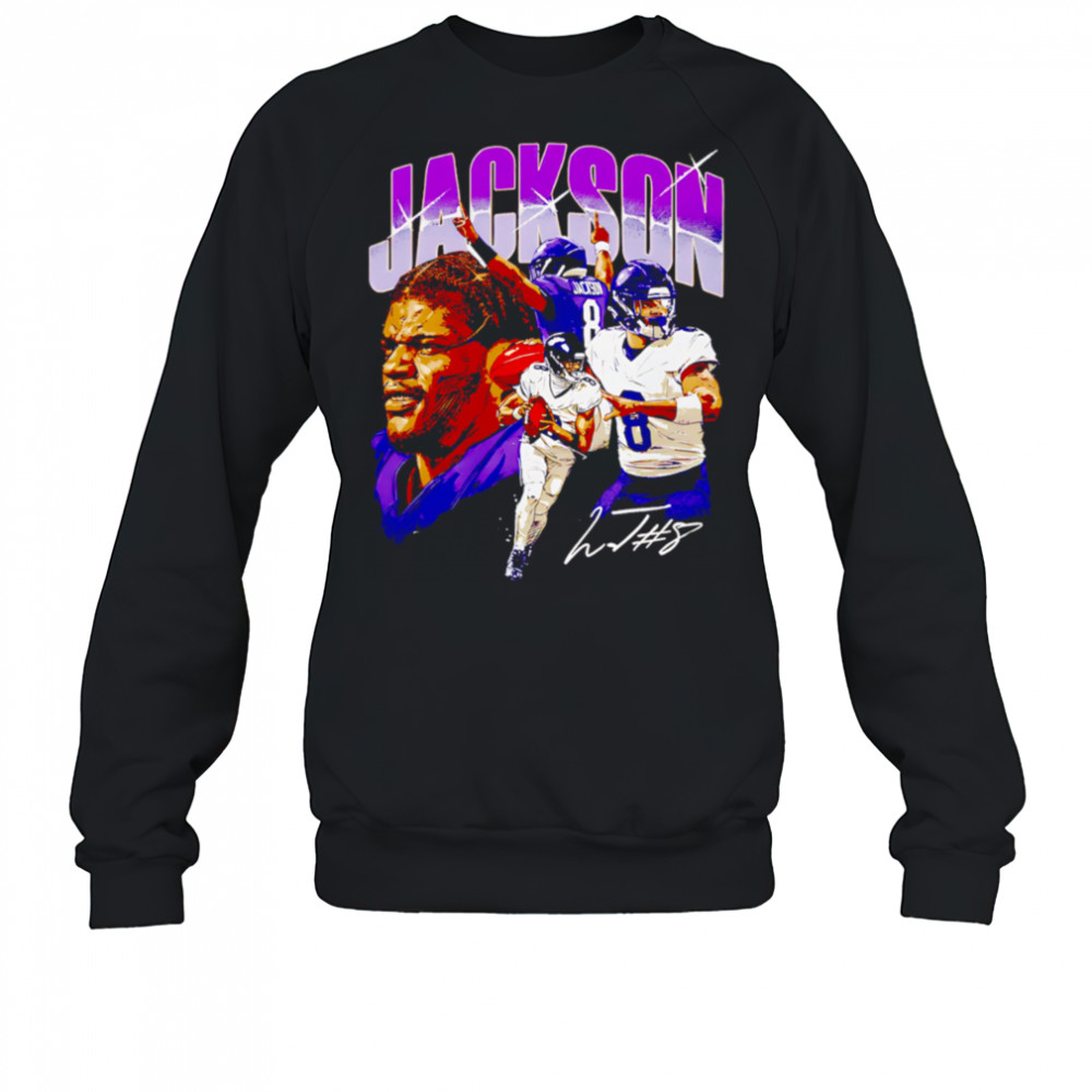 Lamar Jackson number 8 Baltimore Collage signature shirt Sweatshirt