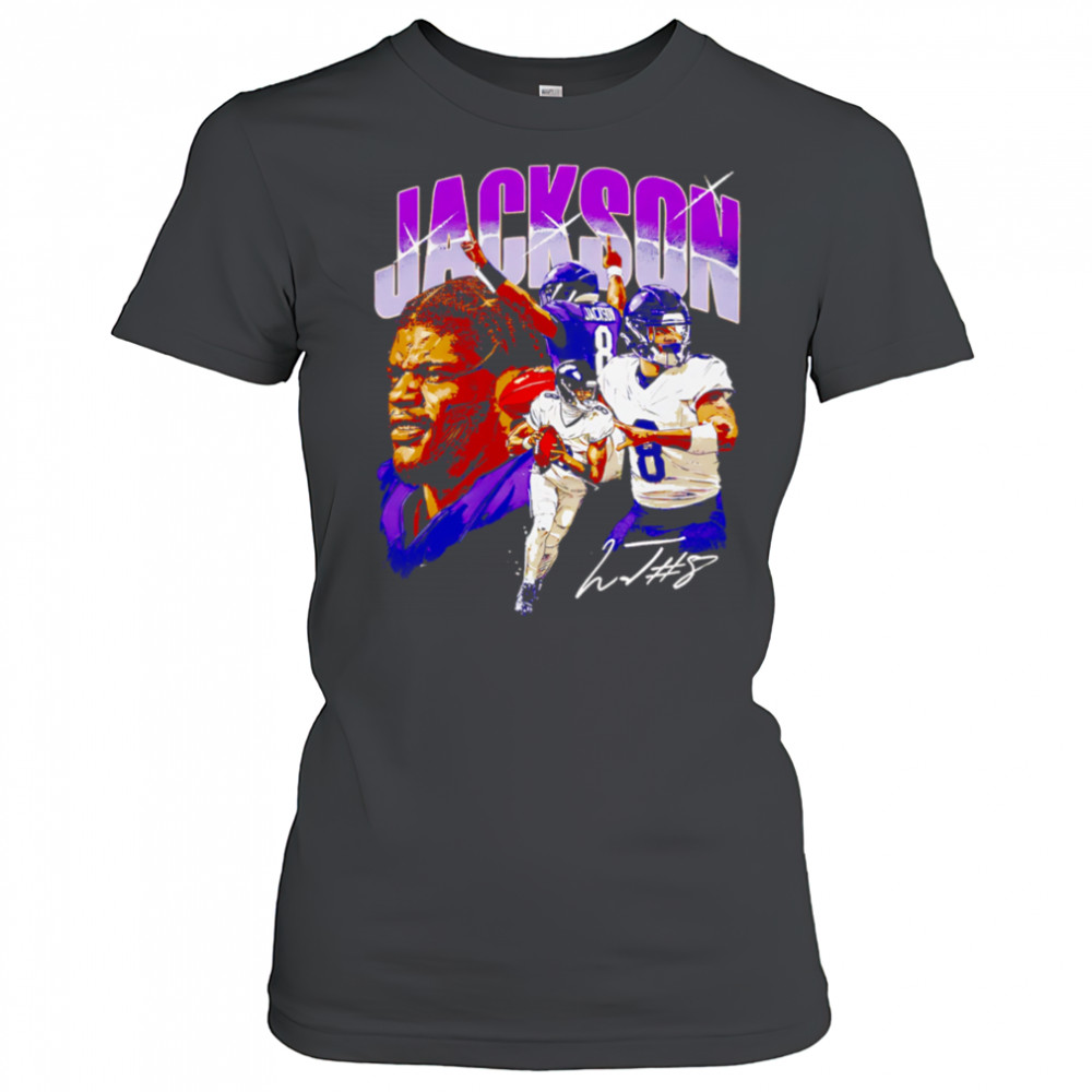 Lamar Jackson number 8 Baltimore Collage signature shirt Women's T-shirt
