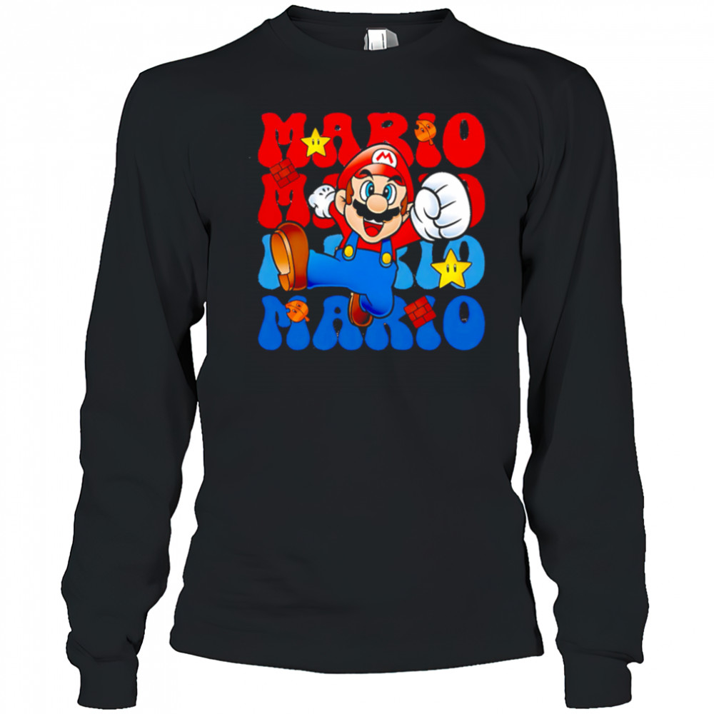 Mario repeat cartoon cute shirt Long Sleeved