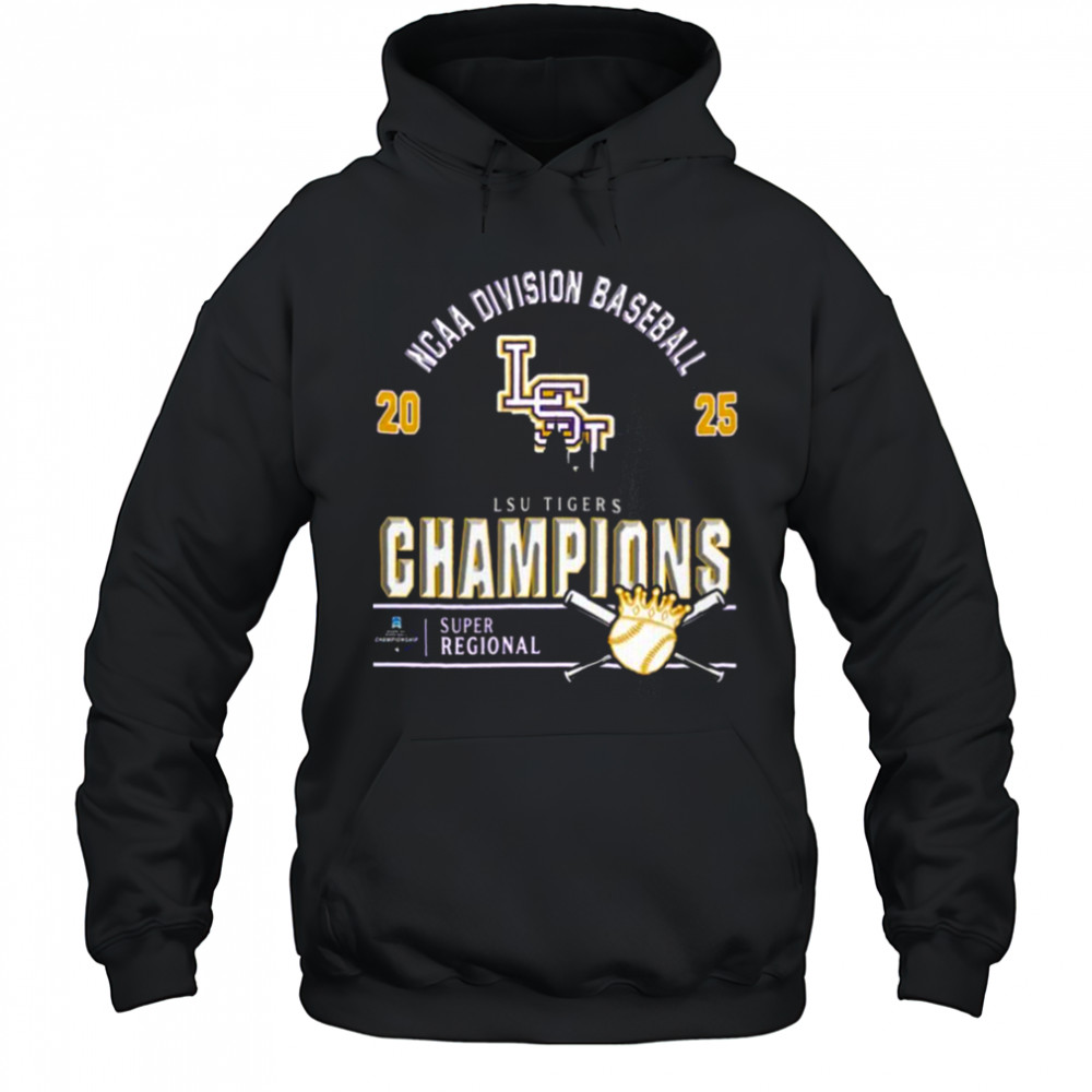 Official Lsu Tigers 2025 NCAA Division Baseball Super Regionals Champions Skyline Shirt Hoodie