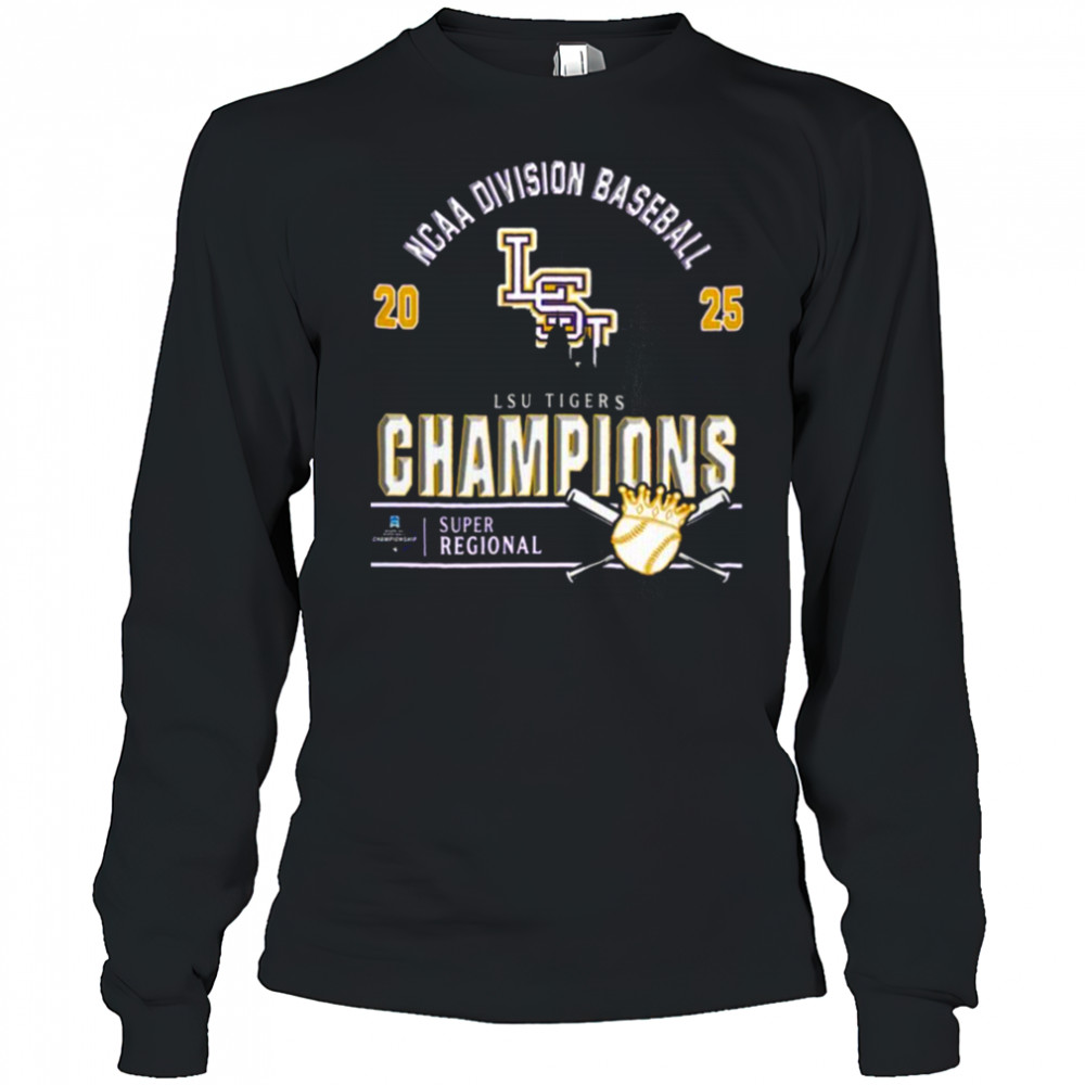 Official Lsu Tigers 2025 NCAA Division Baseball Super Regionals Champions Skyline Shirt Long Sleeved