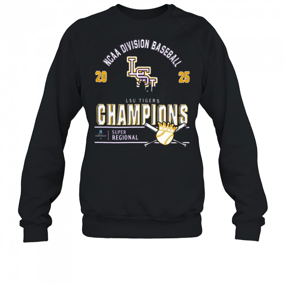 Official Lsu Tigers 2025 NCAA Division Baseball Super Regionals Champions Skyline Shirt Sweatshirt