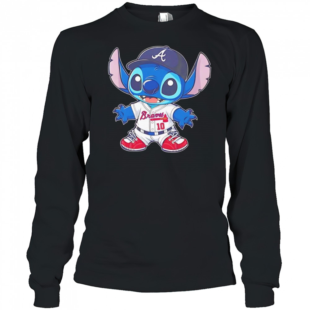 Stitch Atlanta Braves baseball shirt Long Sleeved