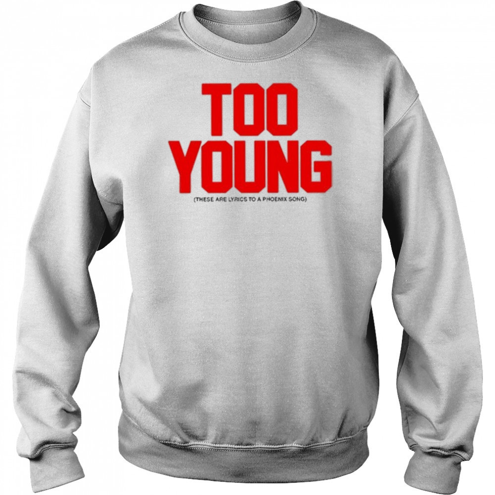Too Young These Are Lyrics To A Phoenix Song shirt Hoodie