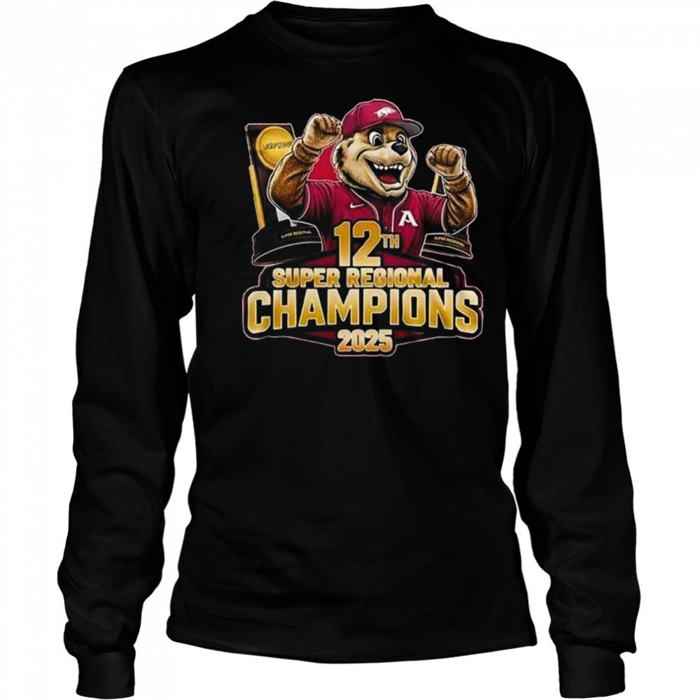 Arkansas Razorbacks 12th Super Regional Champions 2025 Mascot Shirt Long Sleeved