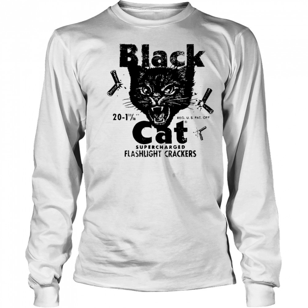 Black Cat Flashlight Crackers Vintage Fireworks Shirt Long Sleeved