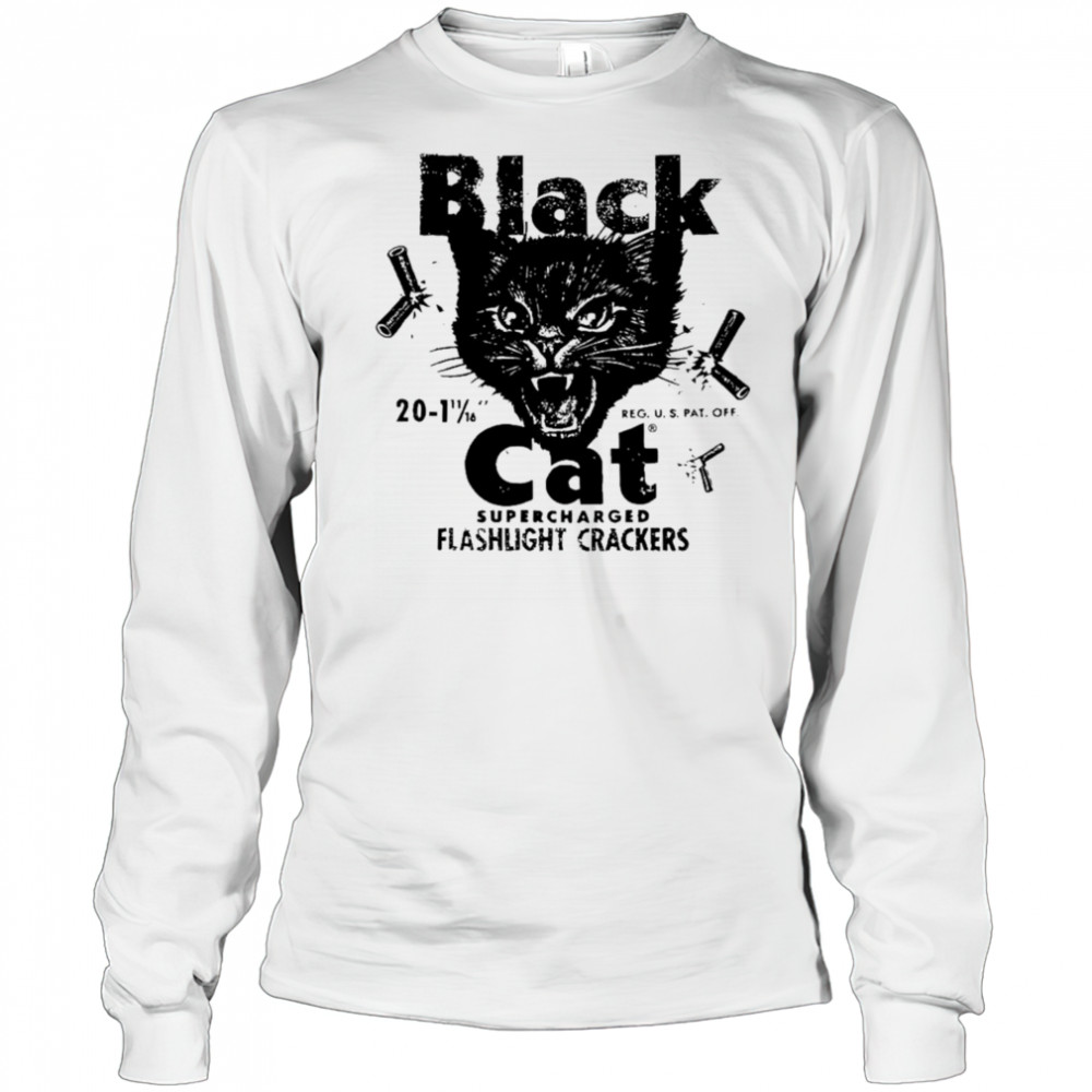 Black Cat Flashlight Crackers Vintage Fireworks Shirt Long Sleeved