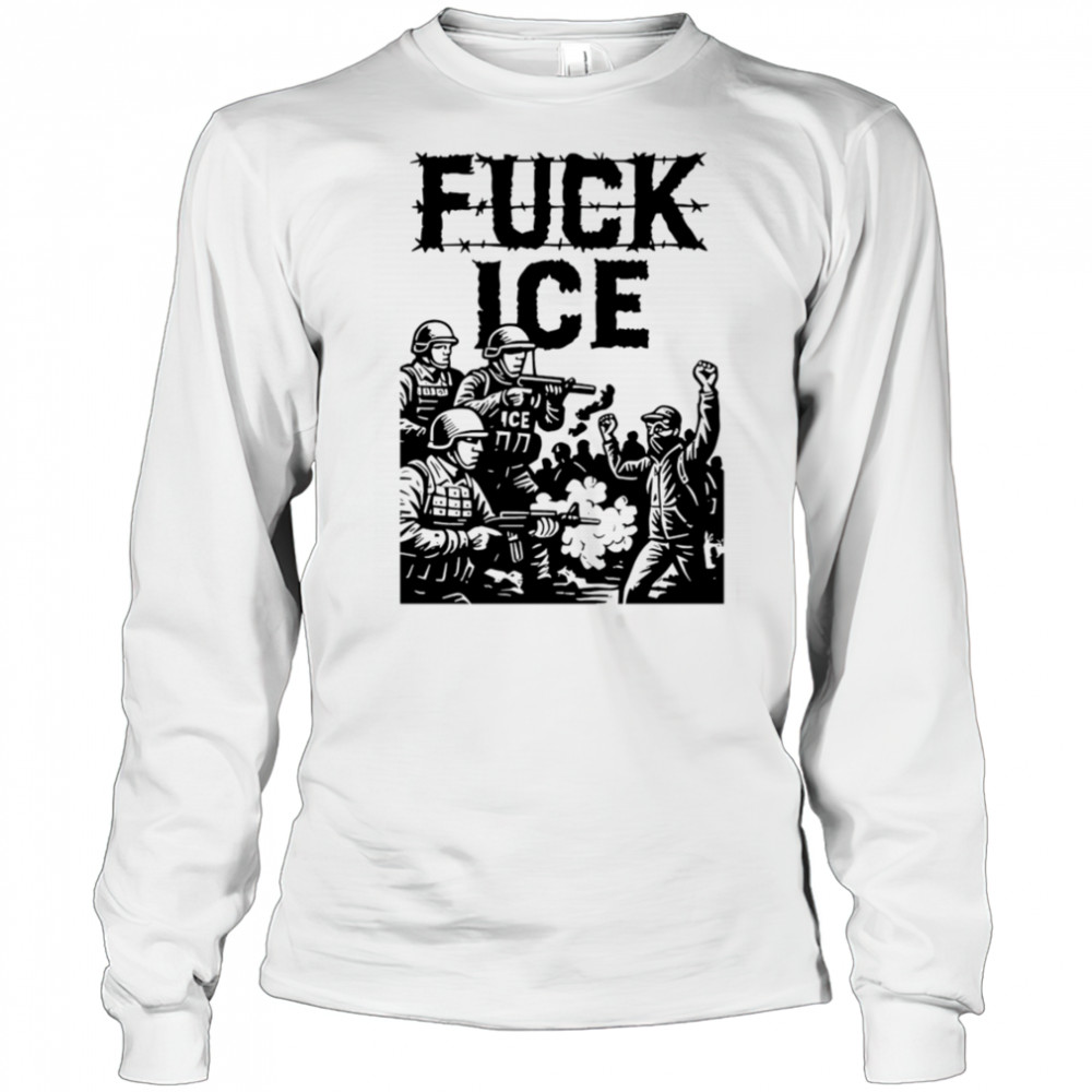 Fuck Ice Barbed Wire Protest Immigration Rights Graphic shirt Long Sleeved