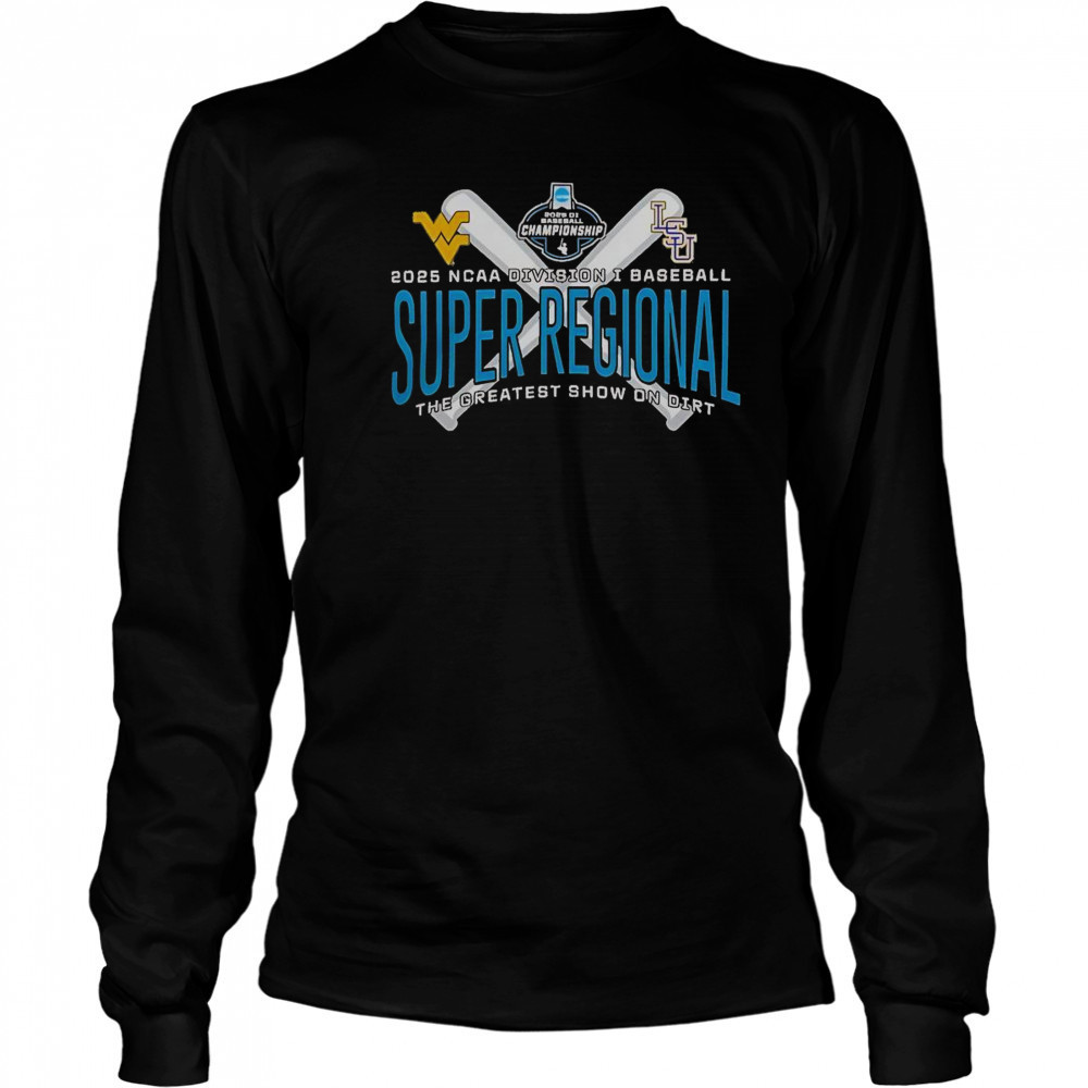 LSU Tigers Vs West Virginia Mountaineers 2025 NCAA Baseball Super Regional T-Shirt Long Sleeved