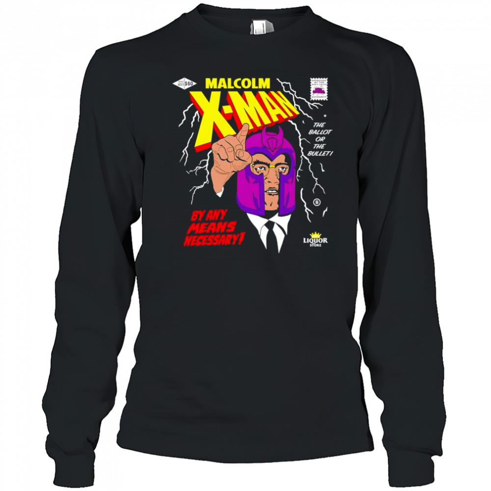 Malcolm X-man by any means necessary shirt Long Sleeved