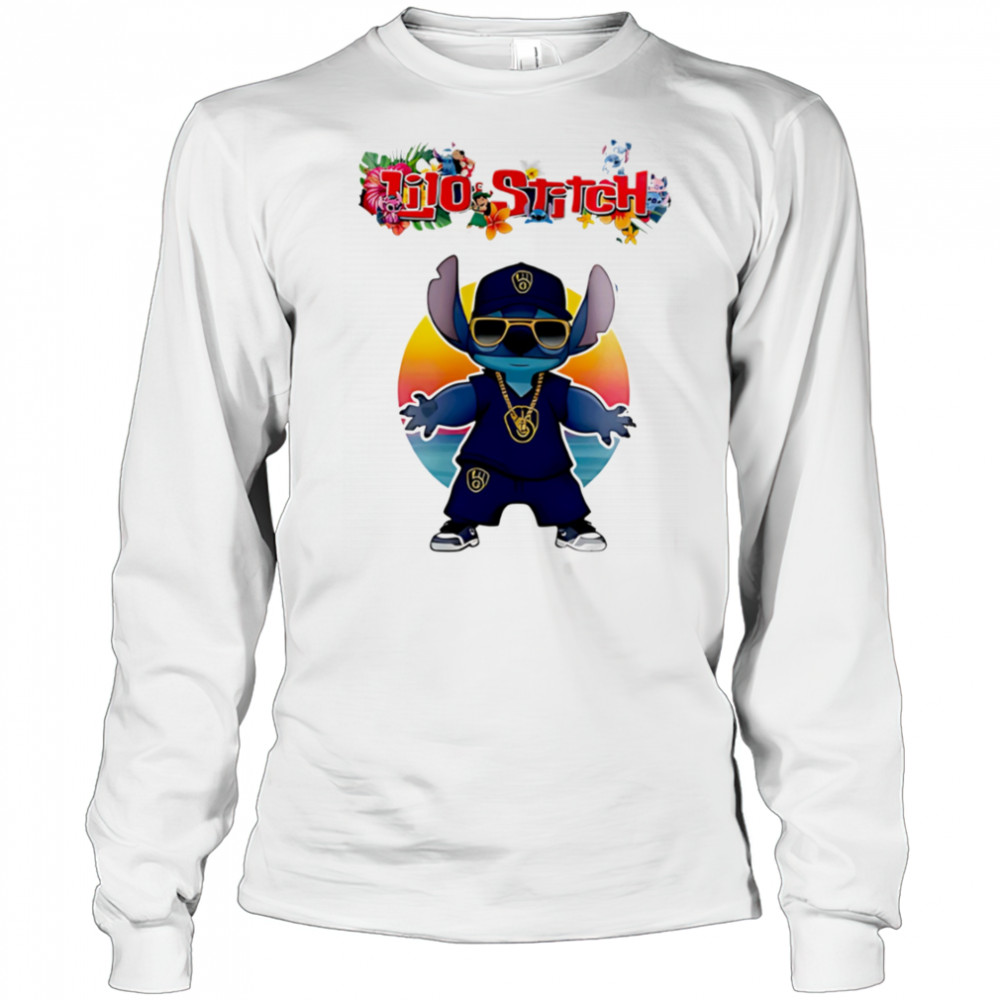 Milwaukee Brewers x Lilo and Stitch Baseball shirt Long Sleeved
