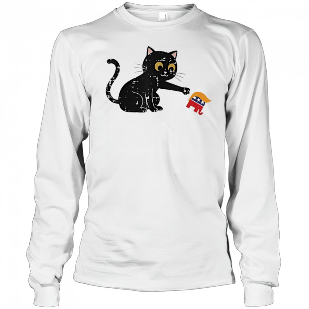 Resist cat tipping elephant protest Trump shirt Long Sleeved