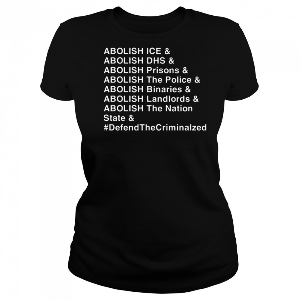 Abolish Ice DHS Prisons The Police Binaries Landlords The nation State Defend The Criminalized Shirt Women's T-shirt