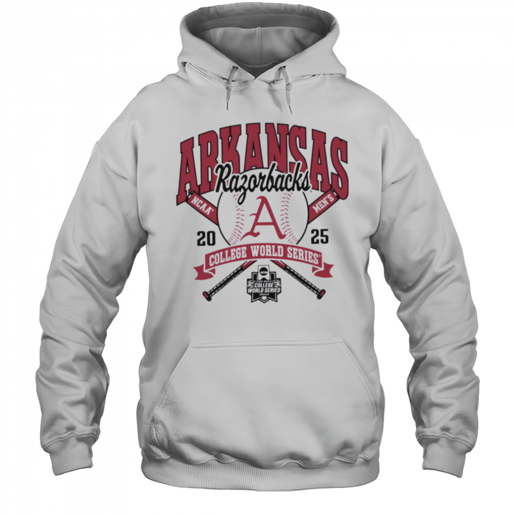 Arkansas Razorbacks College World Series 2025 Baseball Gray Long Sleeve T Shirt Hoodie