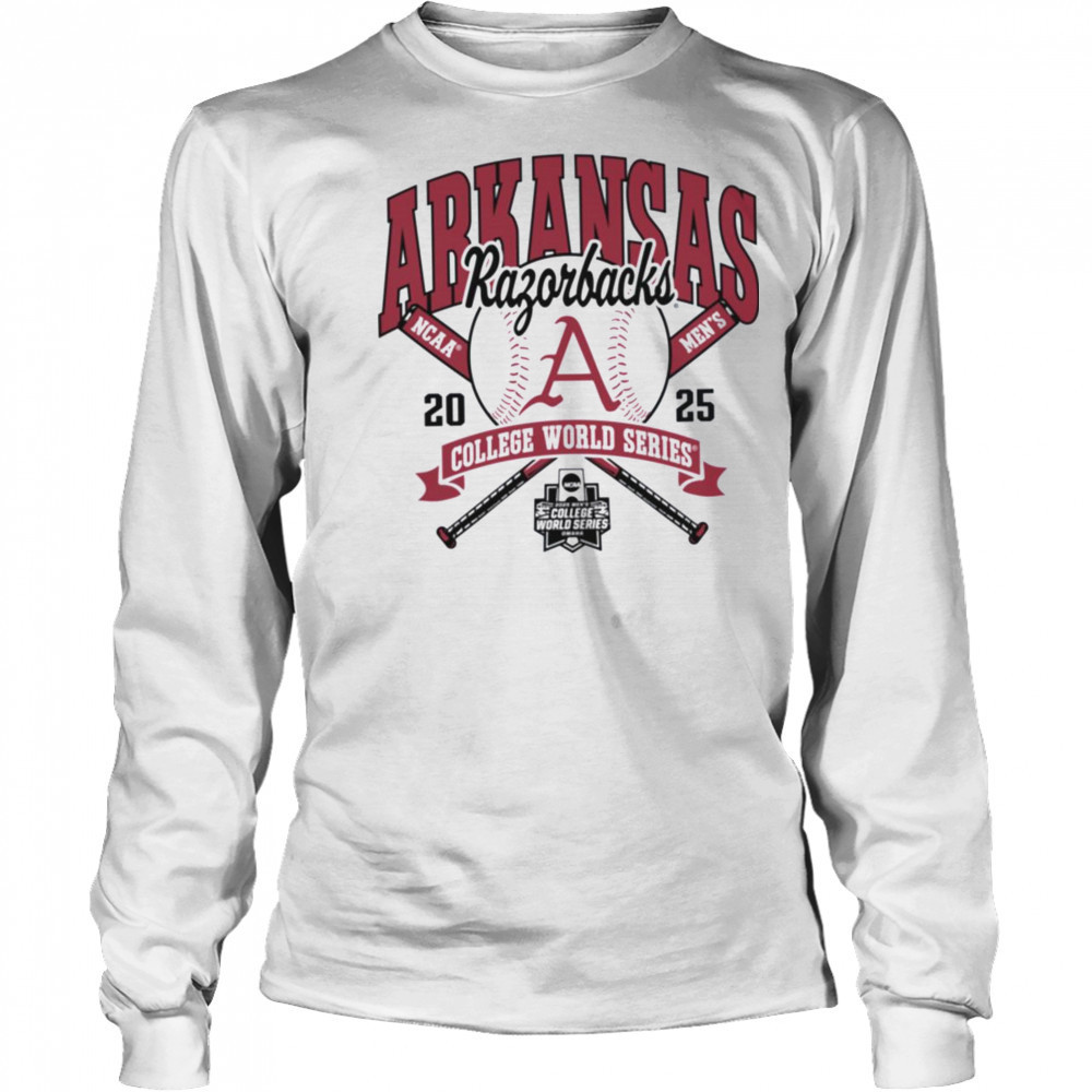Arkansas Razorbacks College World Series 2025 Baseball Gray Long Sleeve T Shirt Long Sleeved