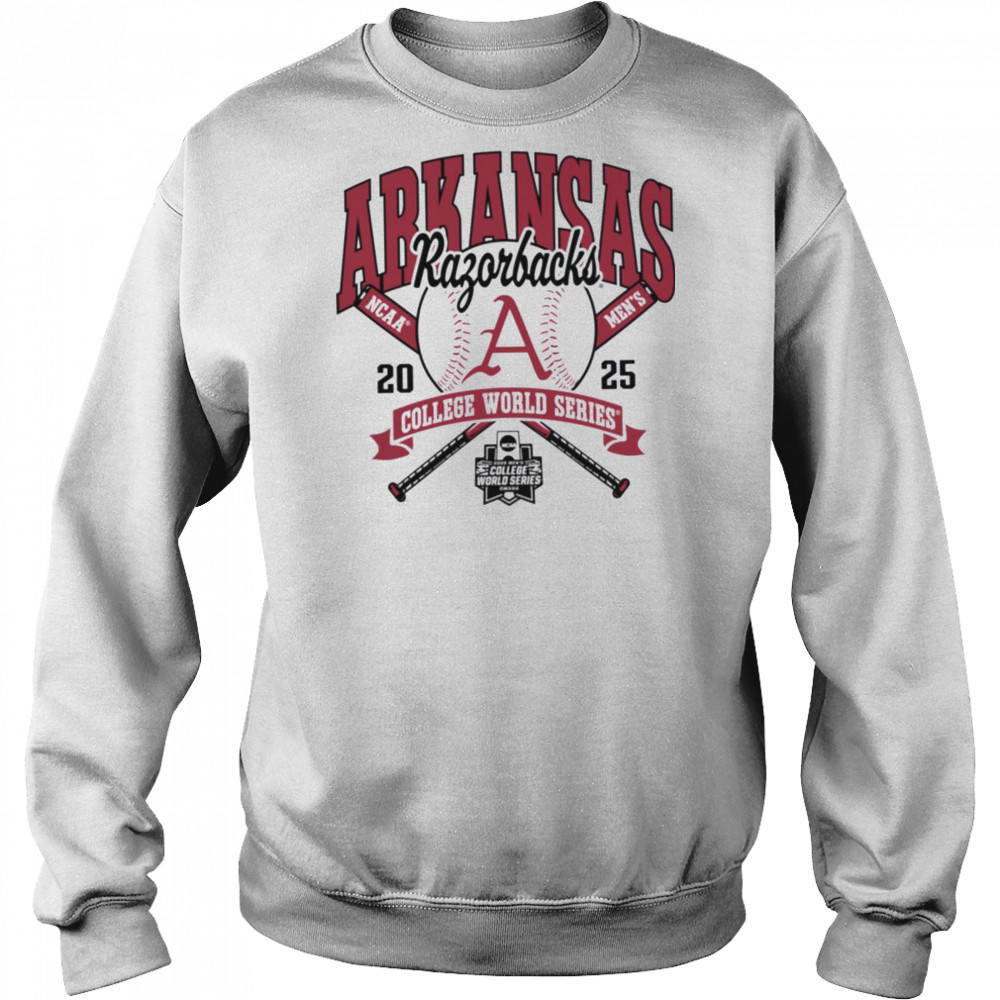 Arkansas Razorbacks College World Series 2025 Baseball Gray Long Sleeve T Shirt Hoodie