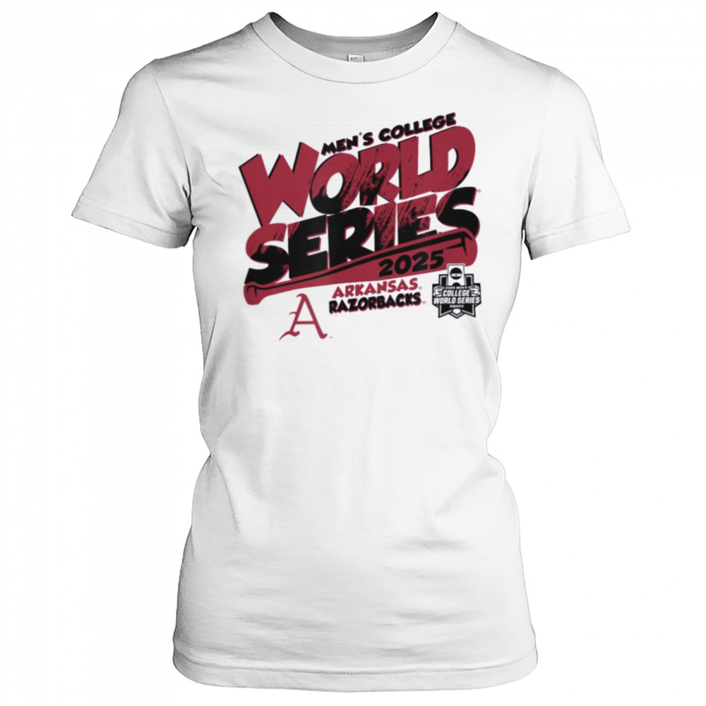 Arkansas Razorbacks MCWS 2025 Baseball Boom White T Shirt Women's T-shirt