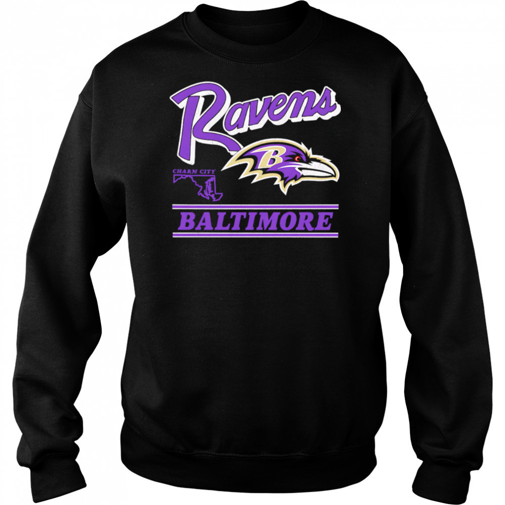 Baltimore Ravens Fly Charm City Retro shirt Hoodie