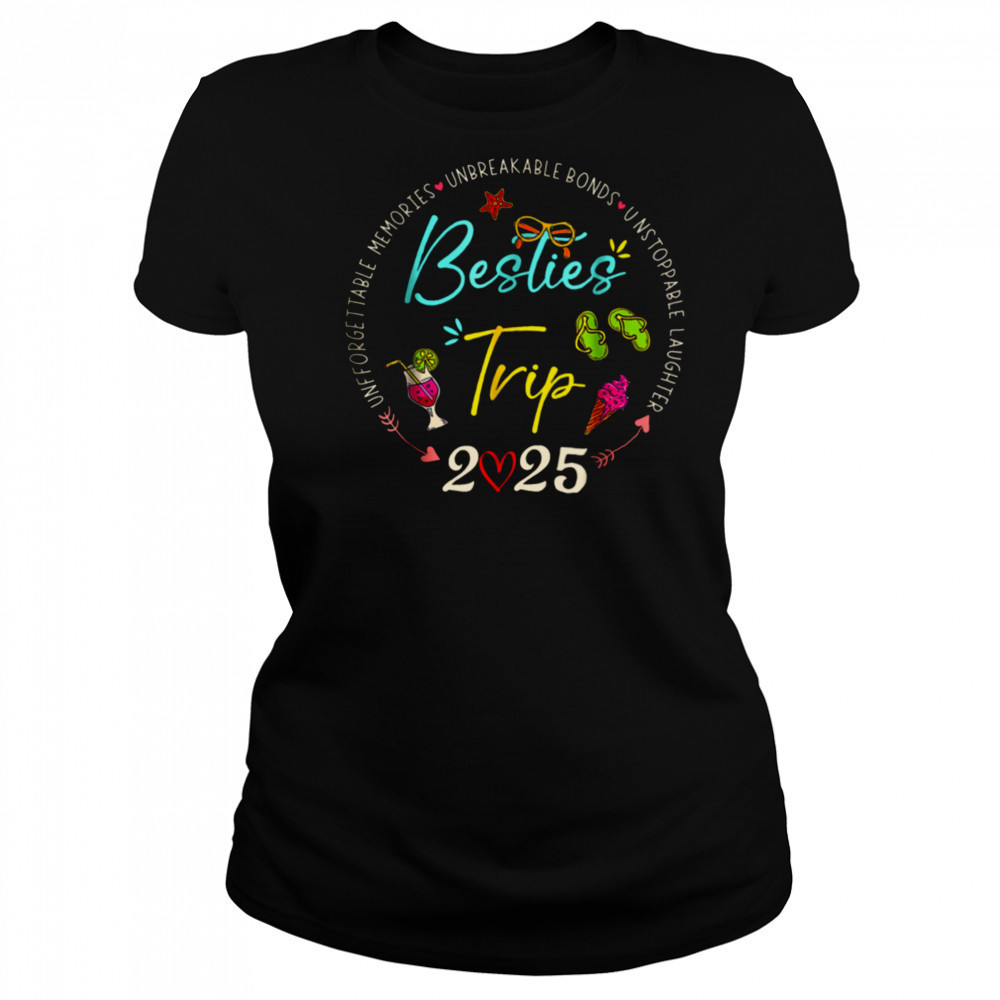 Besties Trip 2025 Memories Girl Trip Friends Vacation Retro T Shirt Women's T-shirt