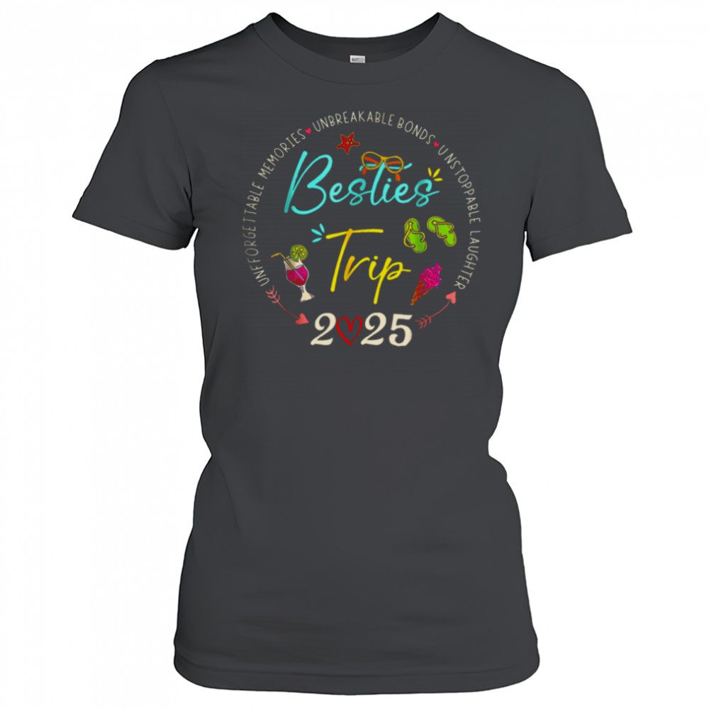 Besties Trip 2025 Memories Girl Trip Friends Vacation Retro T Shirt Women's T-shirt